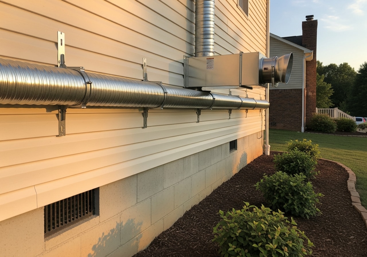 New dryer vent installation and rerouting to exterior in Maryville home