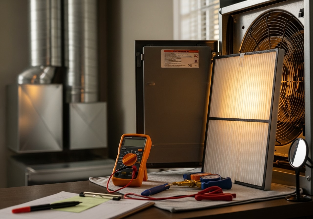 HVAC inspection and air filter replacement service at Gatlinburg vacation rental