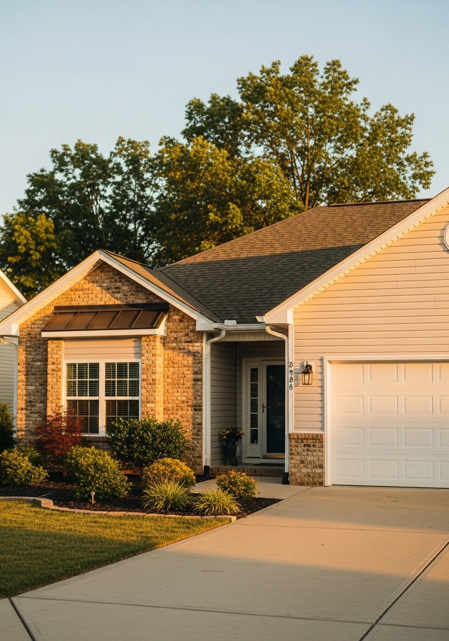 A typical south Knoxville home with landscaping and driveway, showing the area's residential character.